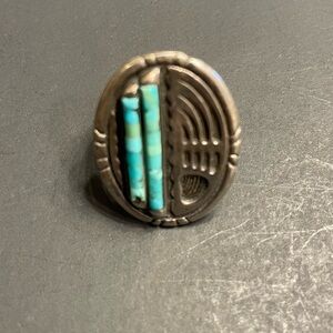 Silver and Turquoise Oval Ring